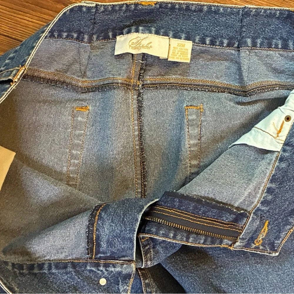 Vintage Style Midnight Velvet Floral Sequins Jeans Size 22W - Picture 10 of 14